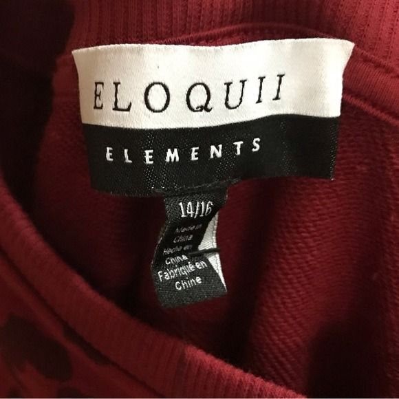 ELOQUII Elements Puff Sleeve Leopard Print Sweatshirt Dress red 14 16 NWT - Picture 6 of 10
